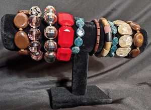 Lote de 10 pulseras elásticas con cuentas multicolores - Imagen 1 de 4