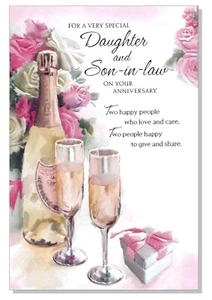 DAUGHTER AND SON IN LAW Anniversary Card - 9"x6" Special Couple Wedding Husband