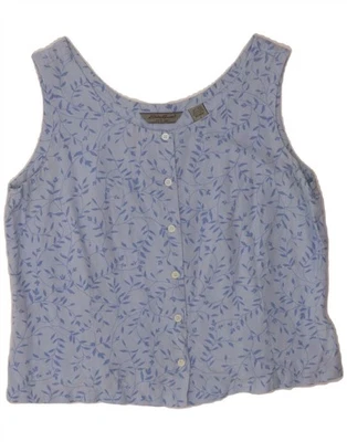 Blusa Camisa EDDIE BAUER Mujer Corta Sin Mangas Reino Unido 16 Grande Azul Floral CF06 Foto 1 de 3