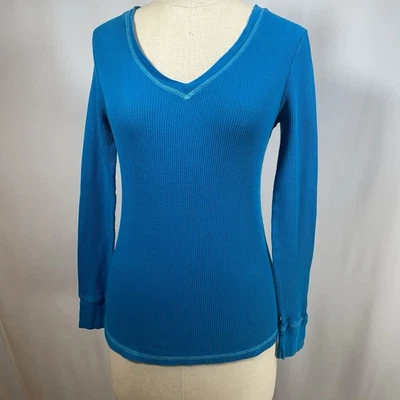 De colección Y2k OP Juniors MED Térmico Ajustado Verde Azulado Manga Larga Waffle Cuello en V Grunge Foto 1 de 4