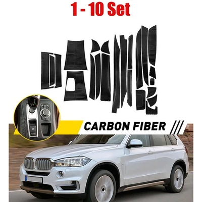 For BMW X6 2008-2014 Carbon Fiber Center Control Console 1-10Set Trim 3D PVC - Image 1 of 4