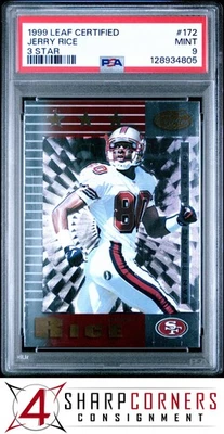 1999 LEAF CERTIFIED 3 STAR #172 JERRY RICE 49ERS HOF PSA 9 - Image 1 of 3
