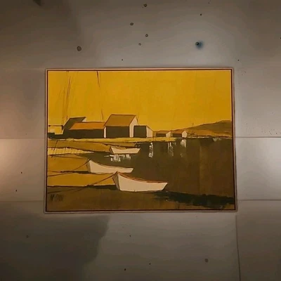 Vintage Robert McCaine Original Oil Painting Mid Century Modern Signed 36"x48" - Image 1 of 4