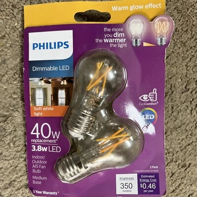 Philips acre A15 E26 (Medium) LED Bulb Soft White 40 Watt Equivalence 2 pk - Image 1 of 4