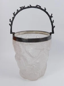 CUBO DE HIELO TARDÍO VICTORIANO VIDRIO TEXTURIZADO Y PLATO DE PLATA C.1890 - Imagen 1 de 4