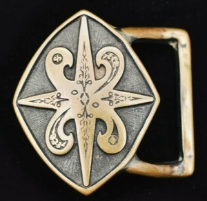 Rare Tech Ether Guild "Fleur De Lis" Solid Brass Vintage 1970s Belt Buckle - Picture 1 of 3