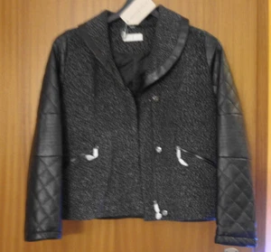 Neu RP Rita Pfeffinger rockige Biker Jacke Gr.38 salt + pepper black Lederärmel - Bild 1 von 5