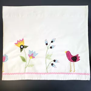 3 Pottery Barn Valences Curtains Flowers Birds White Pink Girl Baby Nursery 44"L - Picture 1 of 12