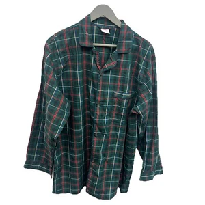 Vintage Brooks Brothers Sleepwear Pajama Green Plaid Cotton Shirt Size Large - Picture 1 of 13