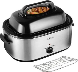 Horno tostador eléctrico pavo 24 cuartos tapa autodestruible estante para sartén 1450W - Imagen 1 de 7