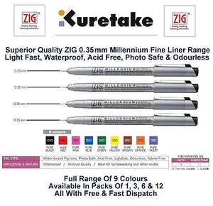 Zig Millennium 03 Fine Line Künstler Farbe Zeichenstift Scrapbooking 0,35 mm Linie - Bild 1 von 10