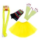 Neon 80s High Quality Fancy Dress Set Gloves Leg Warmers Beads Rainbow TUTU UK
