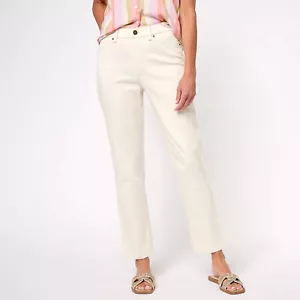Joan Rivers Size 6 Cotton Blend Stretch Denim Slim Ankle Pant IVORY A609278 - Picture 1 of 1