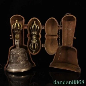 7.2" Tibet Buddhism bronze Tibetan silver Tara Guanyin head Vajra faqi Bell suit - Picture 1 of 9