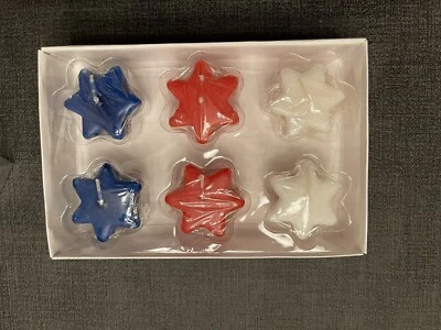 Juego de 6 velas estrella Hallmark vintage rojas blancas y azules 4 de julio nuevas en caja Foto 1 de 3