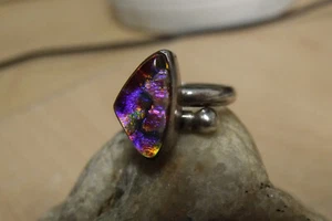 UNIQUE ANTIQUE PLATINUM PT 999 SZ. 7.5 TRIANGLE FIRE OPAL RING 5.41 GRAMS - Picture 1 of 10
