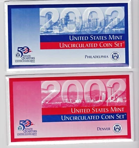2002 U.S. Mint P&D Uncirculated Coin Set - Picture 1 of 7