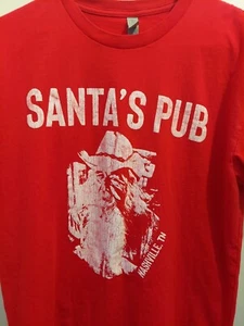 Santa’s Pub Nashville Tennessee Size Medium Dive Bar Santas Christmas T Shirt - Picture 1 of 8