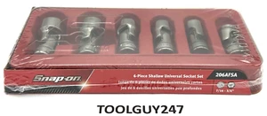 SNAP ON TOOLS USA 206AFSA 3/8Dr 6Pt SAE Flank Drive Shallow Universal Socket Set - Picture 1 of 10