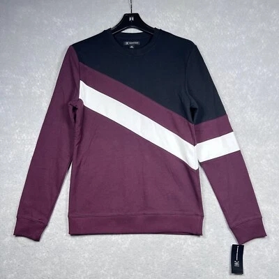 Sudadera INC Para Hombre Talla X-Pequeña Negra Borgoña Bloque de Color Ajuste Regular Cuello Redondo Foto 1 de 4