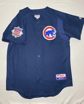 Vintage 1992 Chicago Cubs Alternate Jersey Majestic MLB NO NAME Blue Medium M - Image 1 of 4