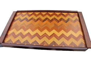 Cordonnier Don S. - plateau de service en bois - design zig-zag - palissandre Sinal Mexique - Photo 1/8