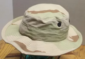US MILITARY BUSH BUCKET HAT HOT WEATHER DESERT CAMO SIZE 7 CHIN CINCH VGC 30 - Bild 1 von 2