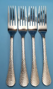 4-Farberware Pebble Beach Stainless Flatware Hammered Salad Forks 6 7/8" - Picture 1 of 6