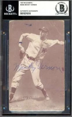 Mickey Vernon Beckett BAS firmado 1947-66 exposiciones autógrafo de novato Foto 1 de 2