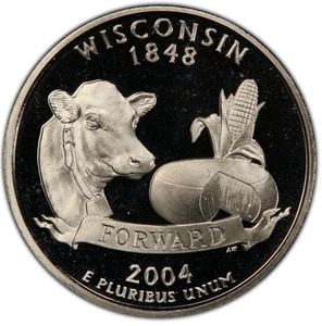 2004-S Clad Proof Wisconsin Statehood Quarter 25C - Picture 1 of 2