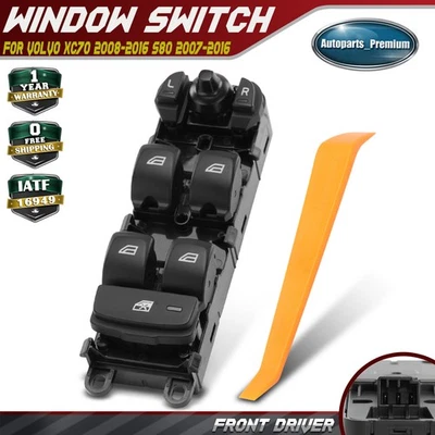 Interruptor de ventana eléctrica del lado del conductor delantero para Volvo XC70 2008-2016 S80 2007-2016 V70 Foto 1 de 4