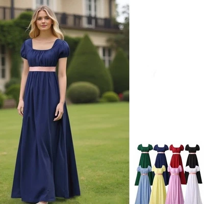 Womens Regency Dress Victorian Empire Waist Dress Edwardian Evening Dress Gown - Image 1 of 4