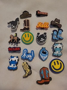 18 Jibbits Cowboy Cowgirl Western Croc Charms Texas Boot Hat Cow Bandana Horse - Picture 1 of 19