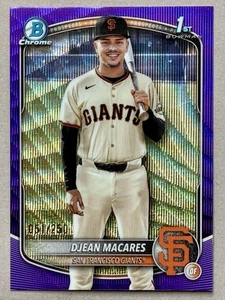 2025 Bowman Chrome - Prospect Purple Wave 51/250 Djean Macares #BCP-237 Giants - Picture 1 of 2