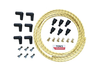 v6 inline 6 cylinder Cloth Covered Spark Plug Wire Kit Set Vintage Wires Yellow - Image 1 of 4