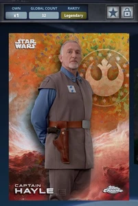 Star Wars Digital Card Trader Chrome Legendary Gold Mini Diamond Captain Hayle - Picture 1 of 2