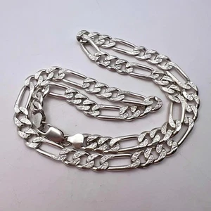 Vintage Italy Necklace 925 Sterling Huge Thick Gift Chain Big Men Luxury Figaro - Picture 1 of 8