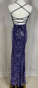 Windsor Formal Prom Dress Women’s Sz. Small Purple Slit Fully Beaded Gown - Picture 1 of 11