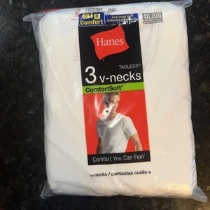 Pack de 3 camisetas de algodón Hanes cuello en V 4xl - Imagen 1 de 4