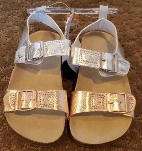 Sandalias de corcho sintético con hebilla Carter para niñas pequeñas abedules metálicas talla 5 7 8 9 nuevas con etiquetas Foto 1 de 1