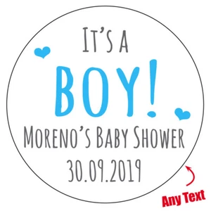 IT'S A BOY Baby Shower Personalised Stickers Pregnant Gender Party Bag 1001 - Picture 1 of 3