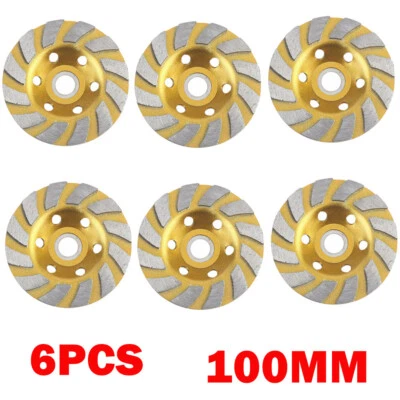 6x 100mm 4 Inch Diamond Segment Grinding Disc Cup Wheel For Marble Concrete UK - Image 1 of 4