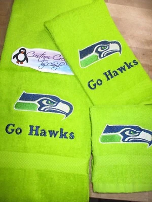 Seahawks Football Personalized 3 Piece Bath Towel Set Football Embroidered - Image 1 of 4