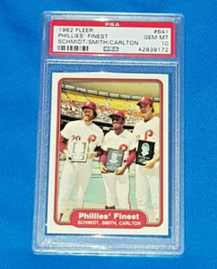 MIKE SCHMIDT CARLTON L SMITH 1982 FLEER #641 PHILLIES' FINEST PSA 10 🔥SHARP