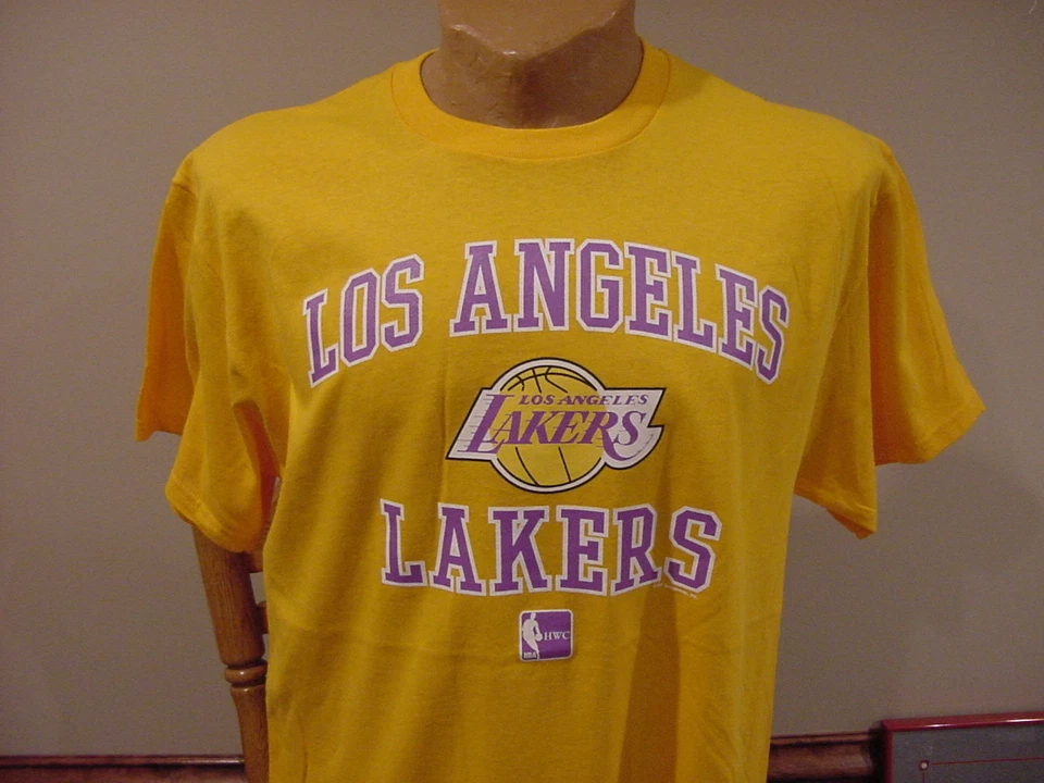SWEET Los Angeles Lakers Men's Lg Gold Majestic Hardwood Classics T-Shirt, NEW! - Image 1 of 1
