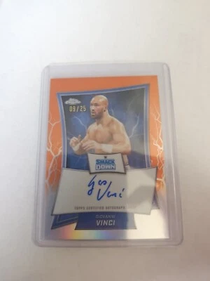 2025 Topps Chrome WWE Giovanni Vinci Orange Lightning Auto  Refractor 09/25 - Image 1 of 2
