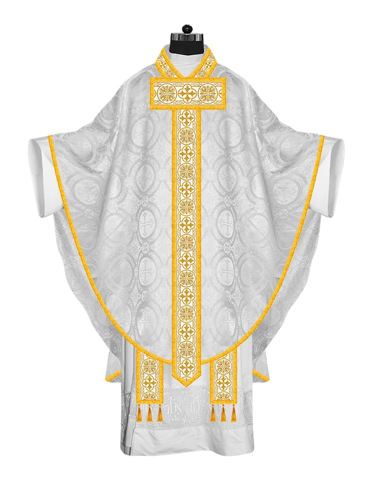 Casulla Gótica Artesanal con Orfreia Blanca - Vestimenta Litúrgica Sacerdote Foto 1 de 1