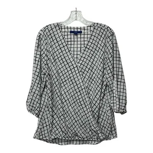 APT 9 Damen Wickelbluse Größe M schwarz weiß 3/4 offener Schlitz Cold Shoulder Ärmel - Bild 1 von 8