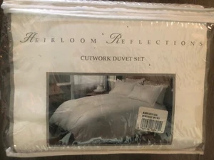 Heirlooms Full/Queen Duvet Comforter Cover Cotton Off White Braid Cutwork NEW - Picture 1 of 5