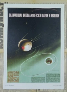 Soviet Russian Space Race Propaganda Poster Print SPUTNIK Satellite A3+ Print - Picture 1 of 7